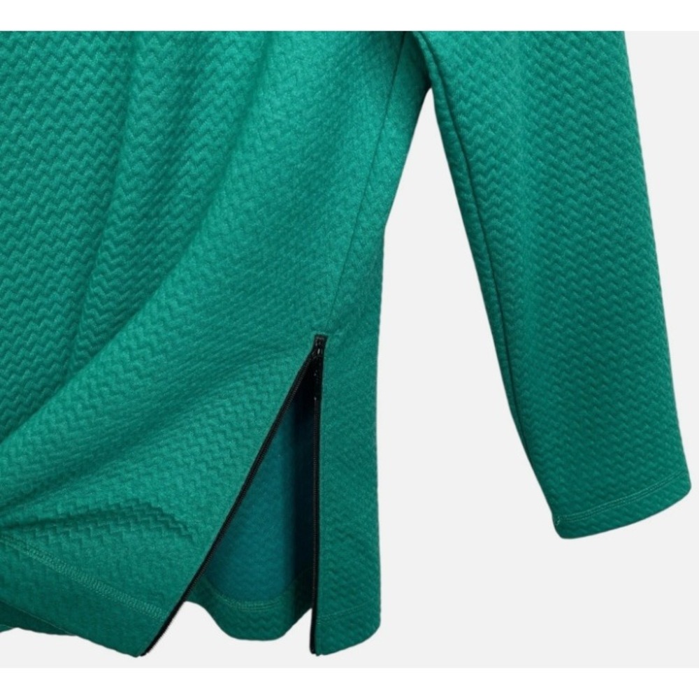 T by Talbots Womens Emerald Green Quilted Chevron Side Zip Top Pullover Large - Picture 7 of 10